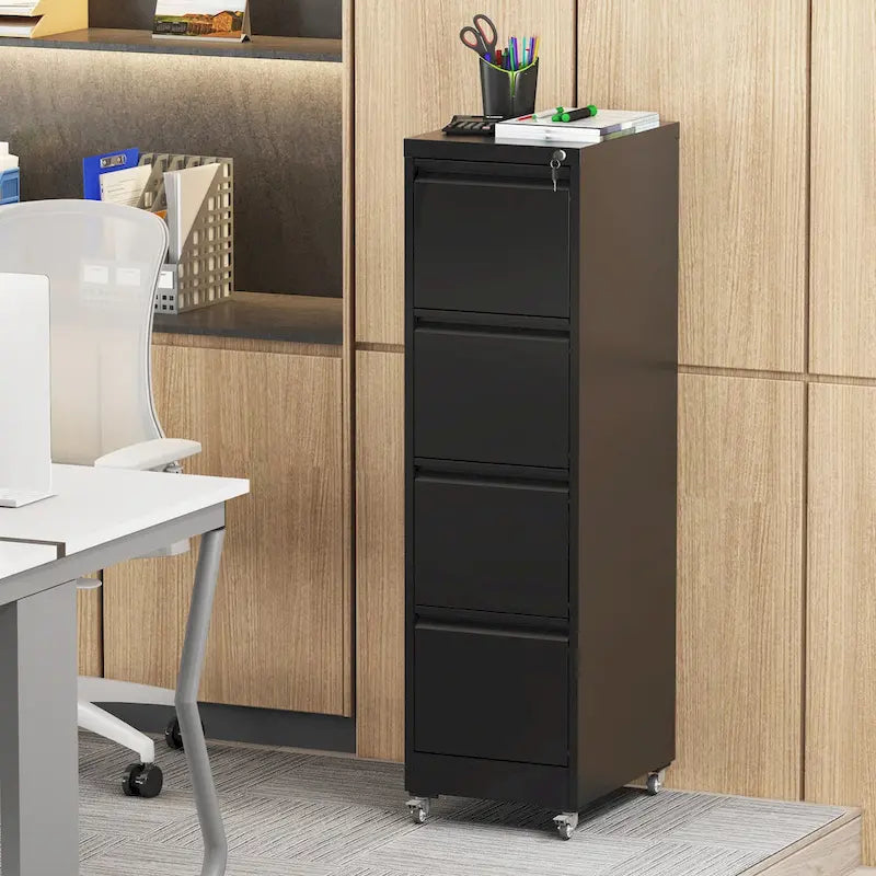 Classeur métallique verrouillable polyvalent avec roulettes pour la maison et le bureau