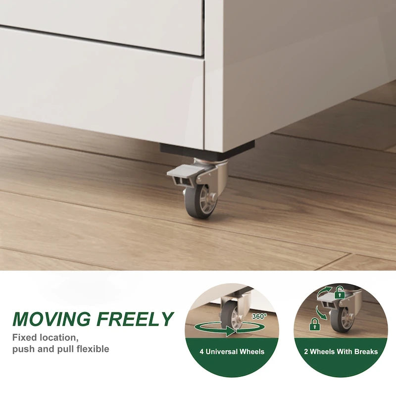 Classeur métallique verrouillable polyvalent avec roulettes pour la maison et le bureau