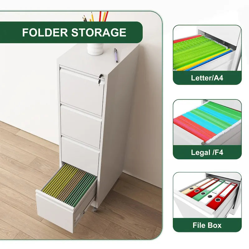 Classeur métallique verrouillable polyvalent avec roulettes pour la maison et le bureau