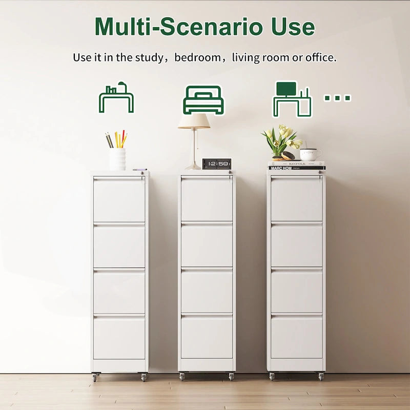 Classeur métallique verrouillable polyvalent avec roulettes pour la maison et le bureau