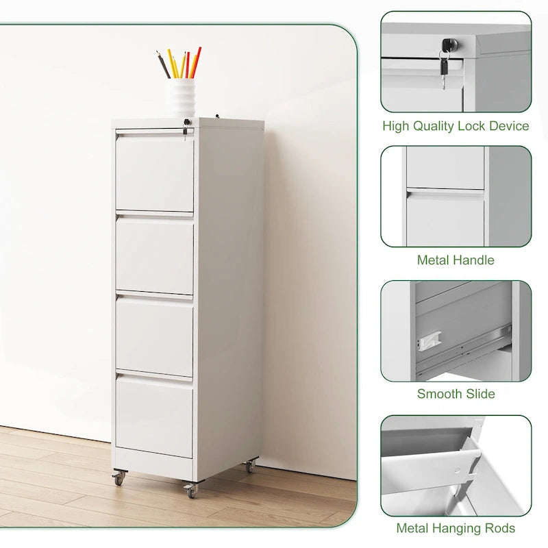Classeur métallique verrouillable polyvalent avec roulettes pour la maison et le bureau