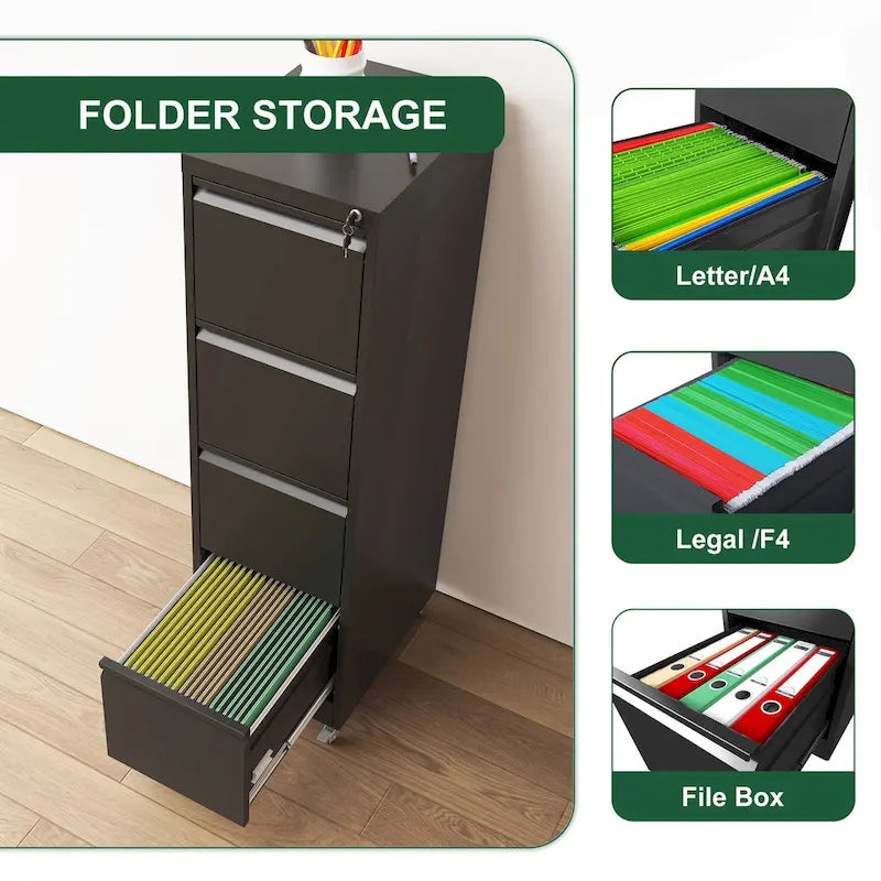 Classeur métallique verrouillable polyvalent avec roulettes pour la maison et le bureau