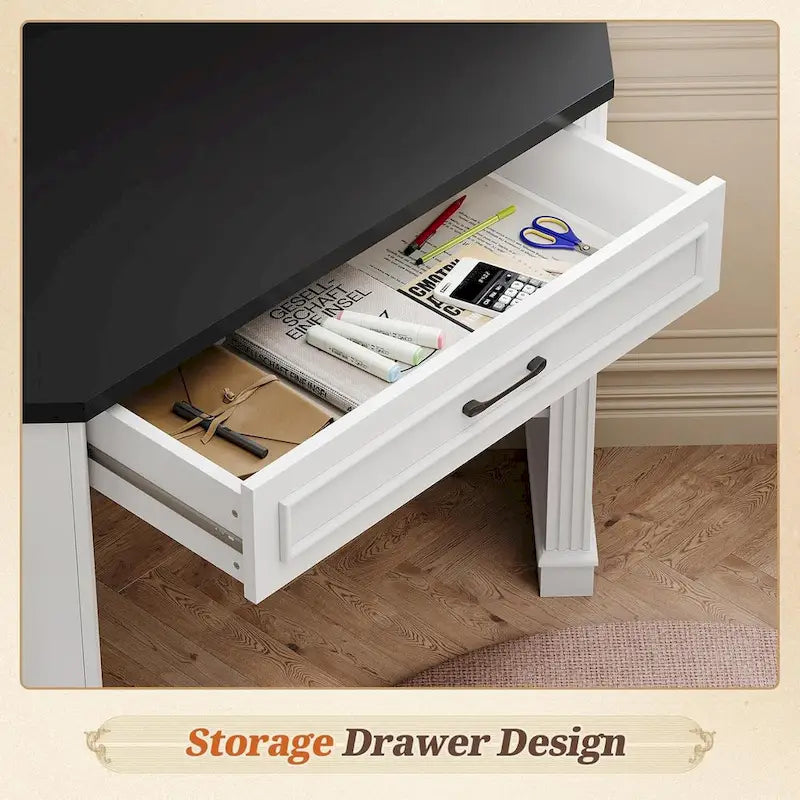 Petit bureau d'angle triangulaire pour ordinateur avec tiroir de rangement et étagères