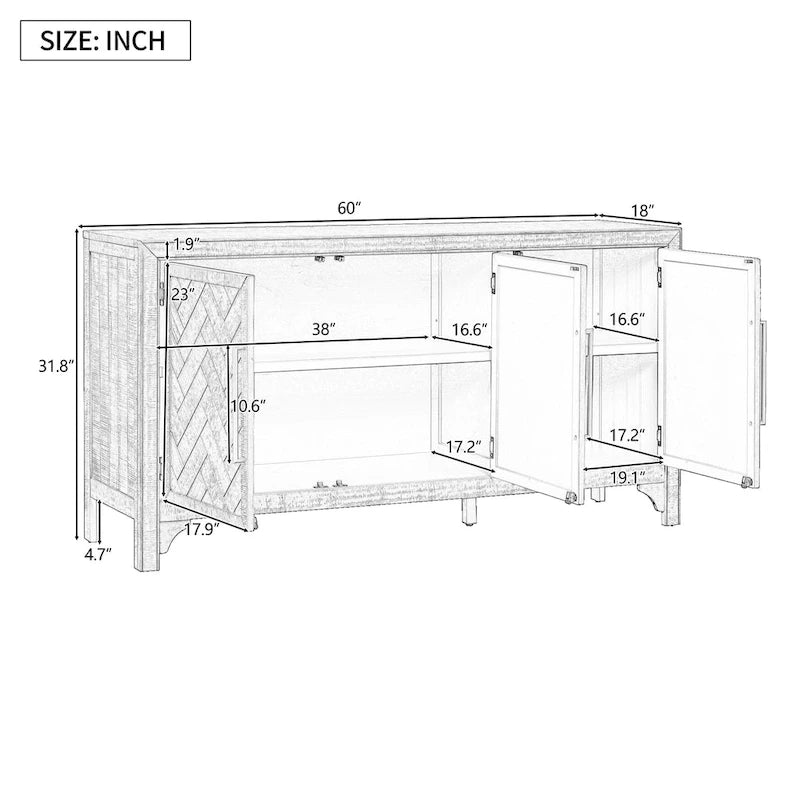 Buffet de rangement avec étagères réglables