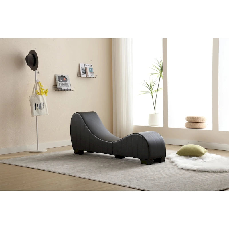 Chaise longue de yoga incurvée en similicuir moderne – 13.78 x 62.20 x 25.79