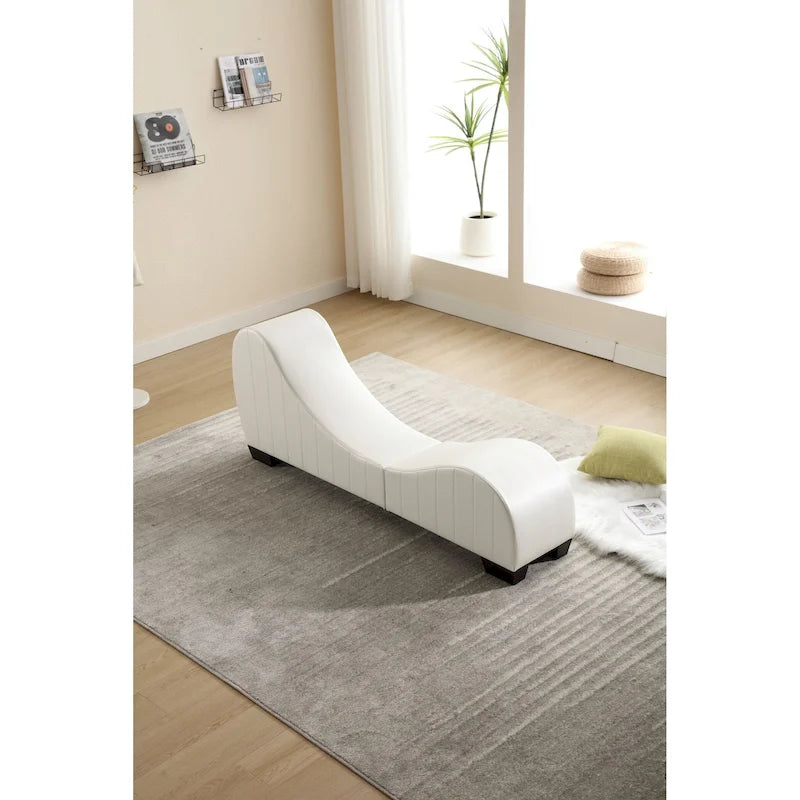 Chaise longue de yoga incurvée en similicuir moderne – 13.78 x 62.20 x 25.79