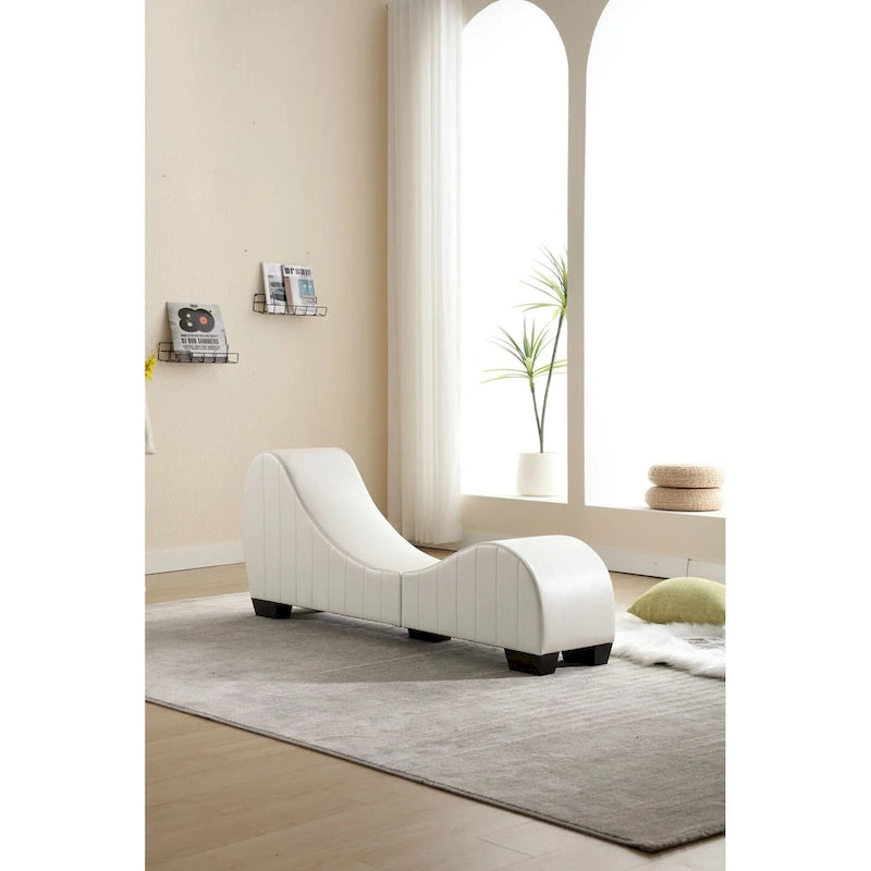 Chaise longue de yoga incurvée en similicuir moderne – 13.78 x 62.20 x 25.79