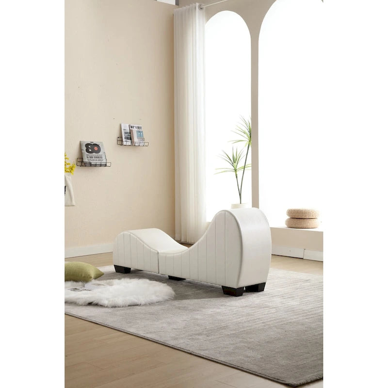 Chaise longue de yoga incurvée en similicuir moderne – 13.78 x 62.20 x 25.79
