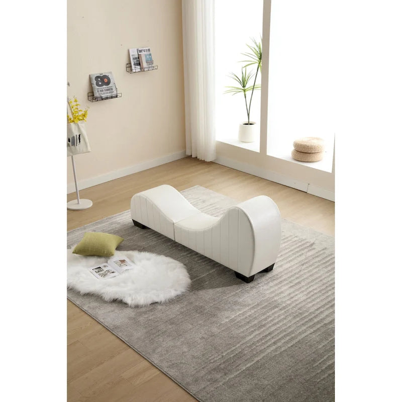Chaise longue de yoga incurvée en similicuir moderne – 13.78 x 62.20 x 25.79