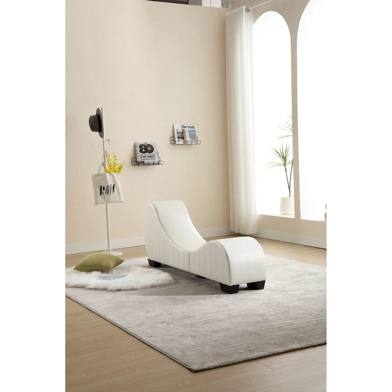 Chaise longue de yoga incurvée en similicuir moderne – 13.78 x 62.20 x 25.79