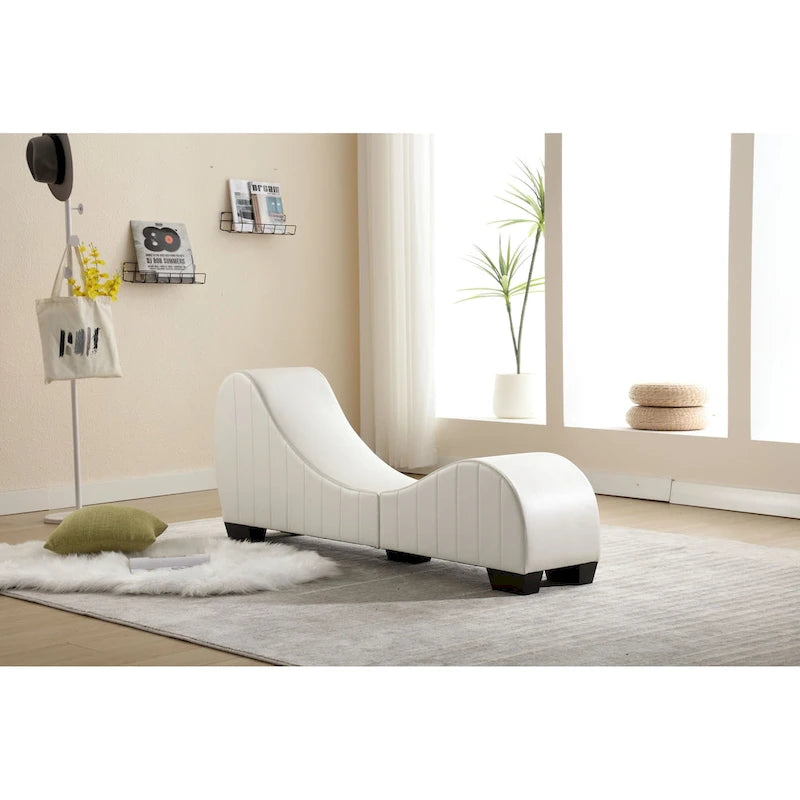 Chaise longue de yoga incurvée en similicuir moderne – 13.78 x 62.20 x 25.79