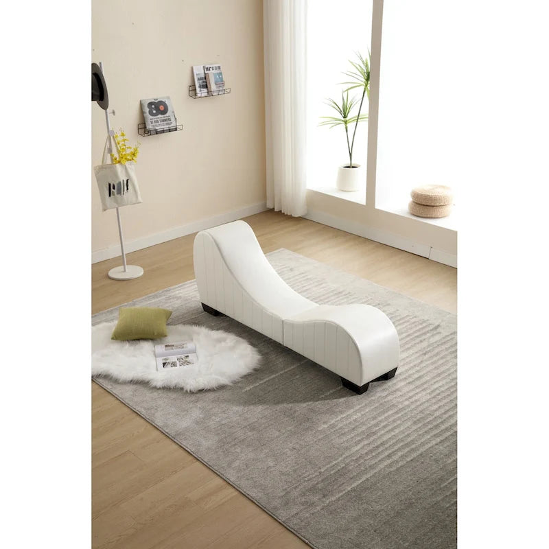 Chaise longue de yoga incurvée en similicuir moderne – 13.78 x 62.20 x 25.79