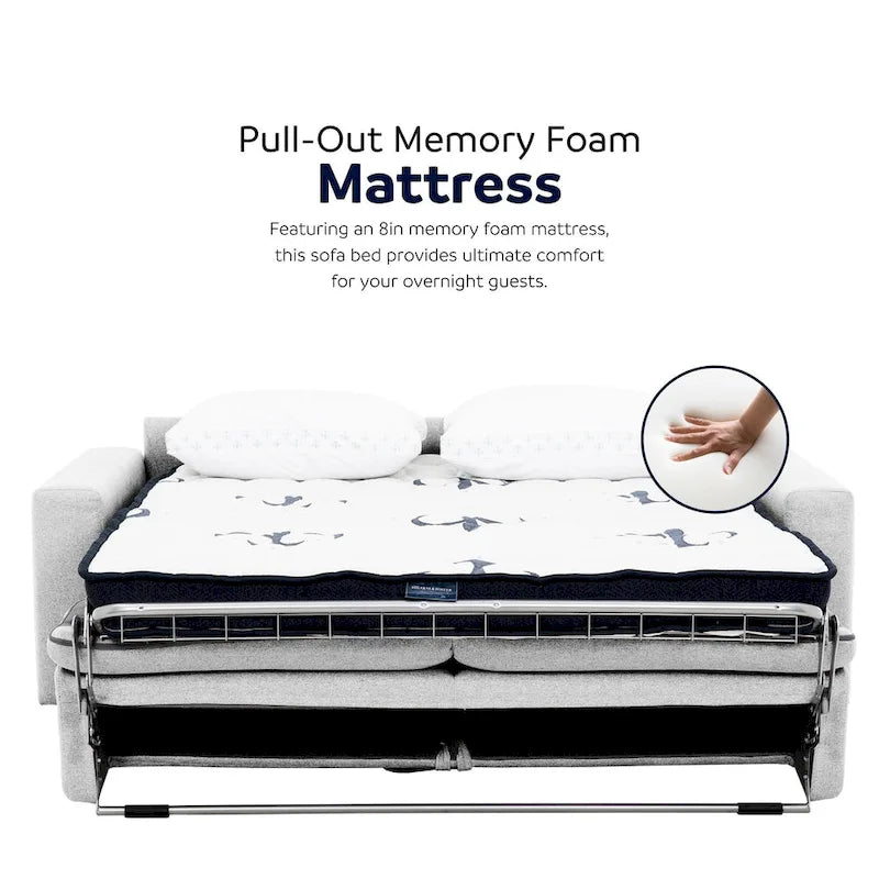 Canapé-lit pleine grandeur de 78 pouces avec matelas en mousse à mémoire de forme