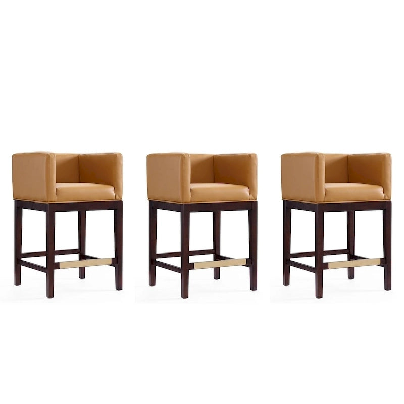 Tabourets de bar en noyer foncé (ensemble de 3 pièces)