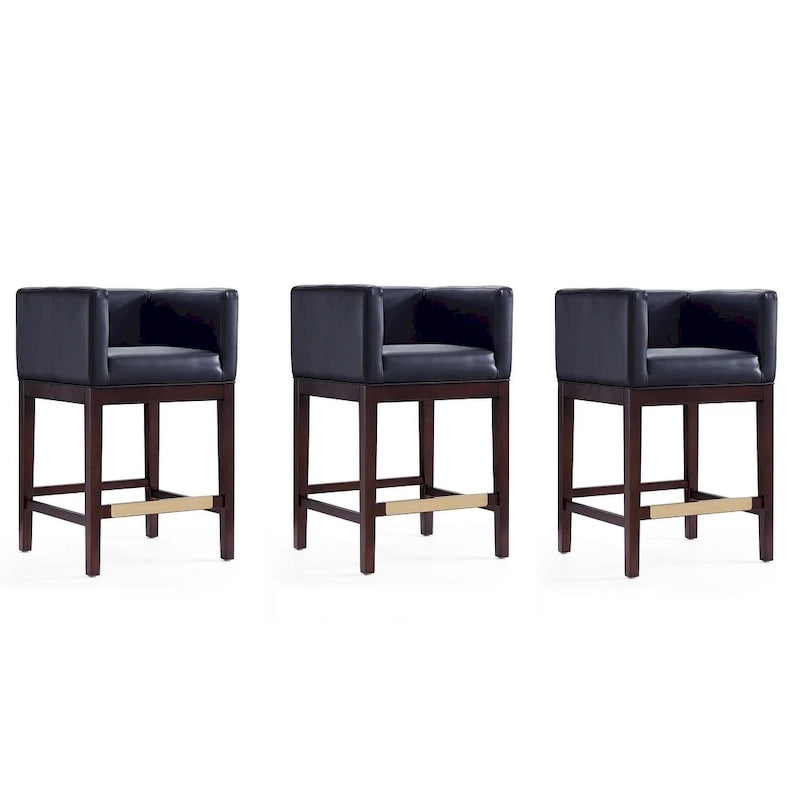 Tabourets de bar en noyer foncé (ensemble de 3 pièces)