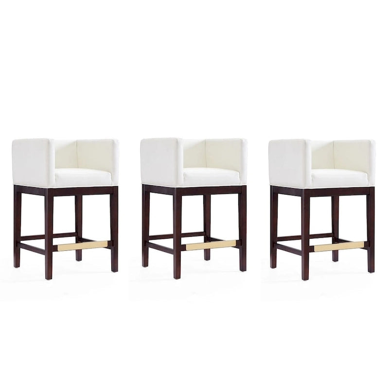 Manhattan Comfort Kingsley Dark Walnut Wood Counter Height Bar Stool (Set of 3)