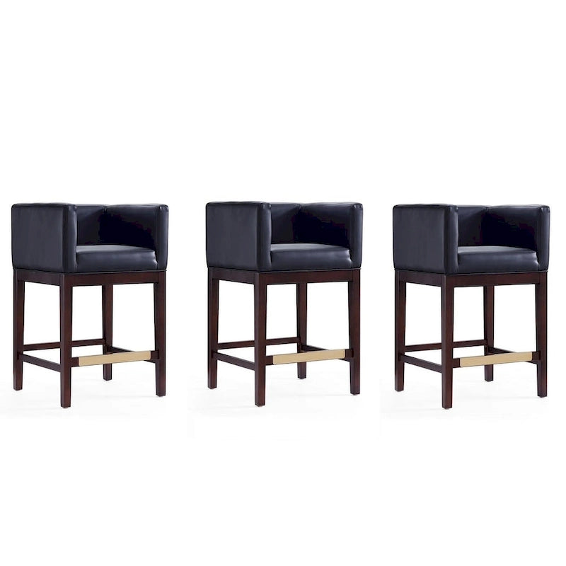 Tabourets de bar en noyer foncé (ensemble de 3 pièces)