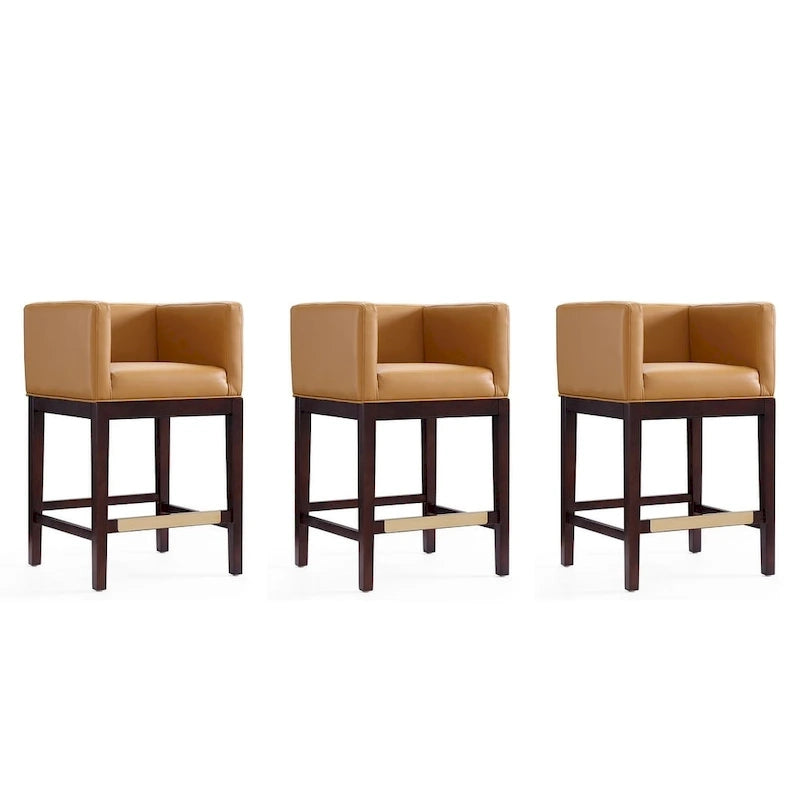 Tabourets de bar en noyer foncé (ensemble de 3 pièces)