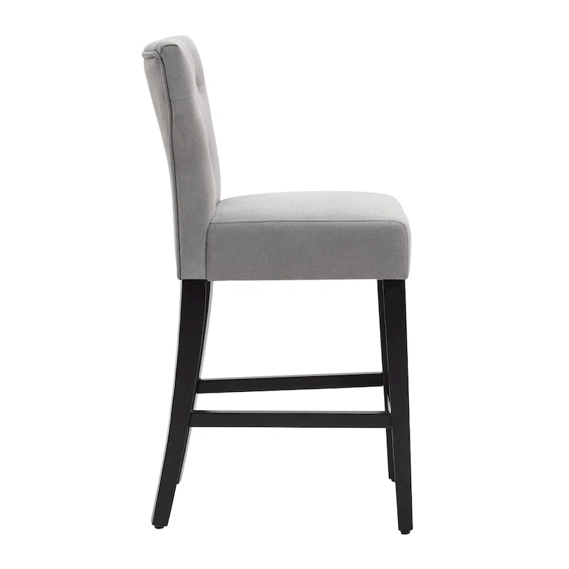 Tabourets de bar en tissu de 63,5 cm de hauteur de comptoir avec boutons touffetés, chaises d'îlot rembourrées, lot de 2