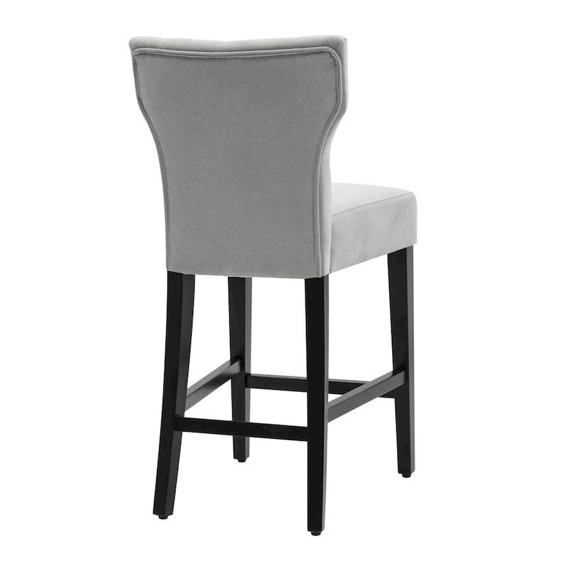 Tabourets de bar en tissu de 63,5 cm de hauteur de comptoir avec boutons touffetés, chaises d'îlot rembourrées, lot de 2