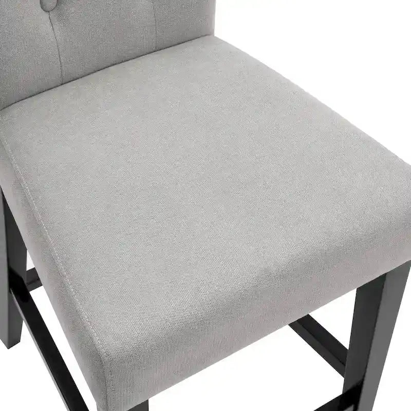 Tabourets de bar en tissu de 63,5 cm de hauteur de comptoir avec boutons touffetés, chaises d'îlot rembourrées, lot de 2