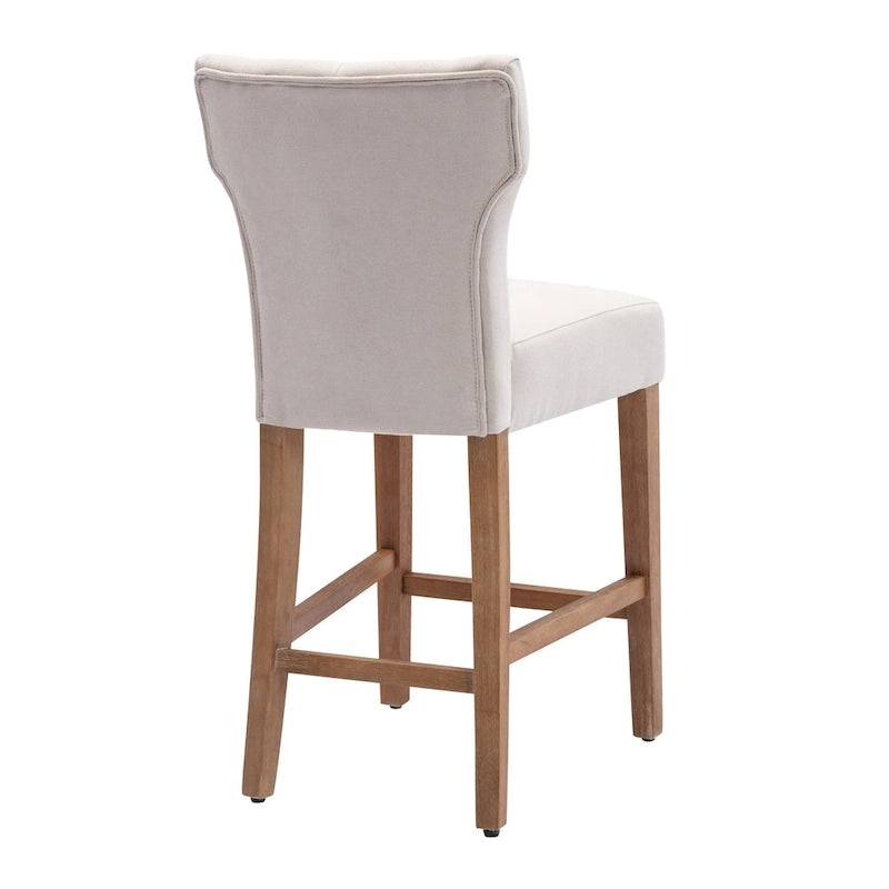 Tabourets de bar en tissu de 63,5 cm de hauteur de comptoir avec boutons touffetés, chaises d'îlot rembourrées, lot de 2