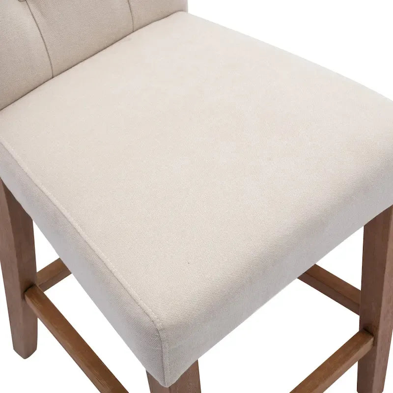 Tabourets de bar en tissu de 63,5 cm de hauteur de comptoir avec boutons touffetés, chaises d'îlot rembourrées, lot de 2