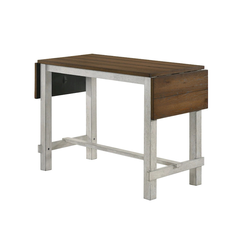 Table de bar en chêne de 71 pouces avec plateau rabattable.