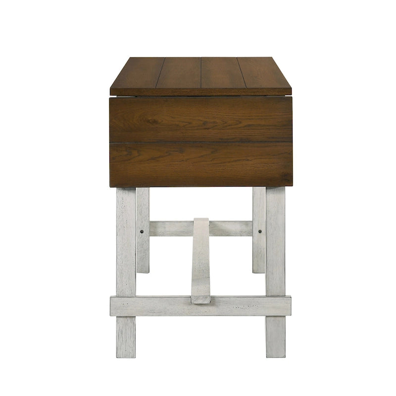 Table de bar en chêne de 71 pouces avec plateau rabattable.