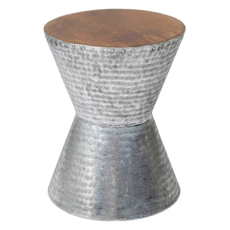 Tables d'appoint sablier en métal estampé et en bois