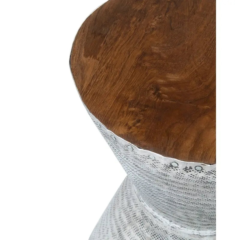 Tables d'appoint sablier en métal estampé et en bois