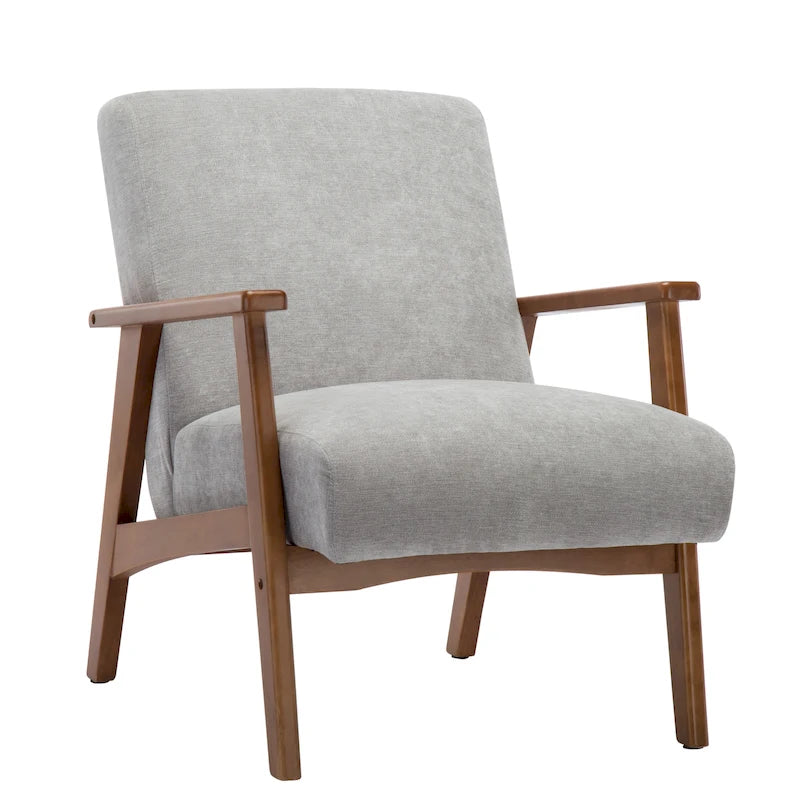 Fauteuil d'appoint avec pieds en bois et revêtement en daim