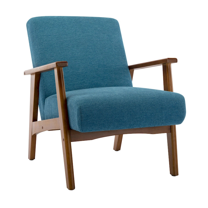 Fauteuil d'appoint avec pieds en bois et revêtement en daim