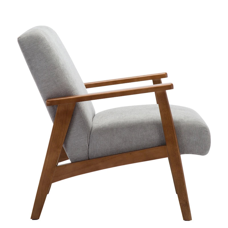 Fauteuil d'appoint avec pieds en bois et revêtement en daim