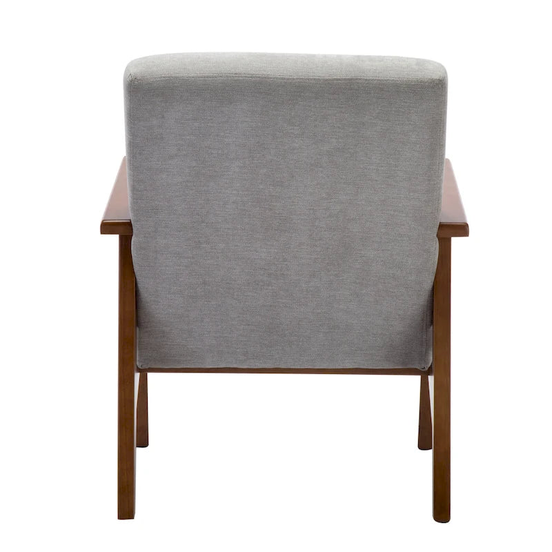 Fauteuil d'appoint avec pieds en bois et revêtement en daim