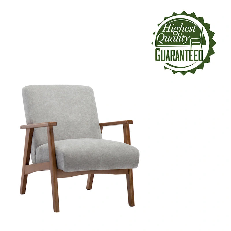 Fauteuil d'appoint avec pieds en bois et revêtement en daim