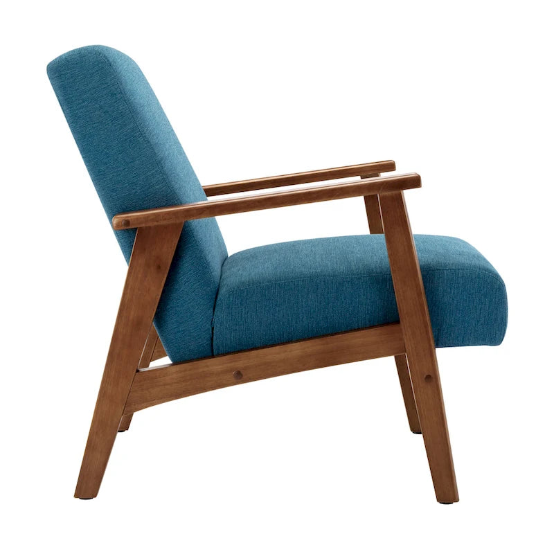 Fauteuil d'appoint avec pieds en bois et revêtement en daim