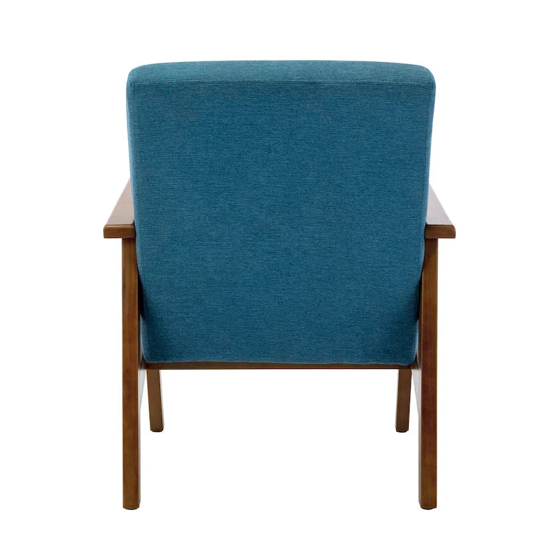 Fauteuil d'appoint avec pieds en bois et revêtement en daim