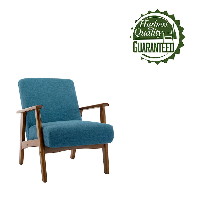 Fauteuil d'appoint avec pieds en bois et revêtement en daim
