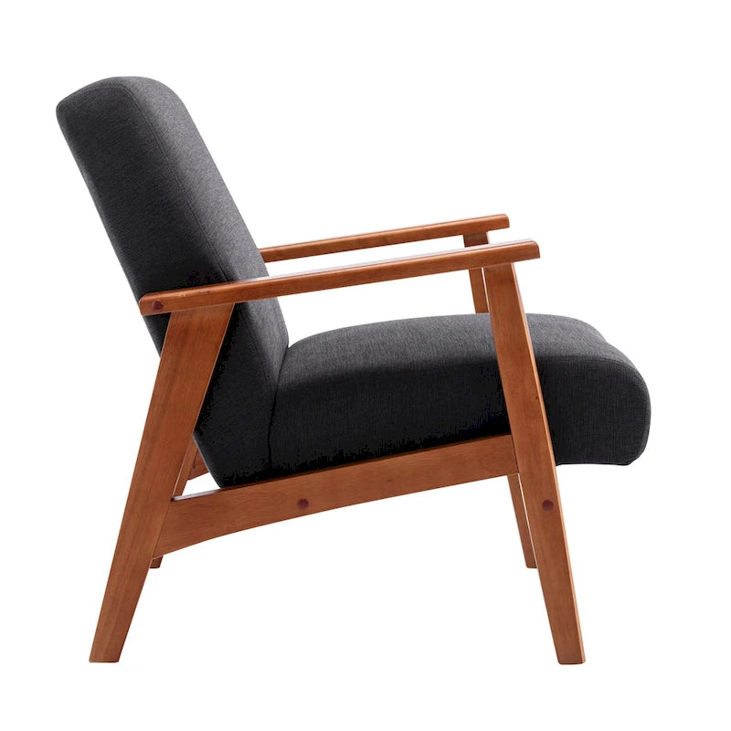 Fauteuil d'appoint avec pieds en bois et revêtement en daim
