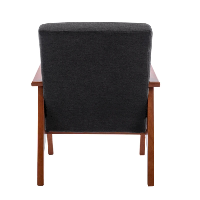 Fauteuil d'appoint avec pieds en bois et revêtement en daim