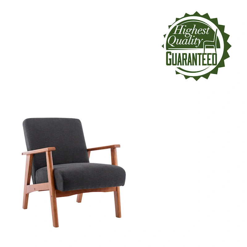Fauteuil d'appoint avec pieds en bois et revêtement en daim