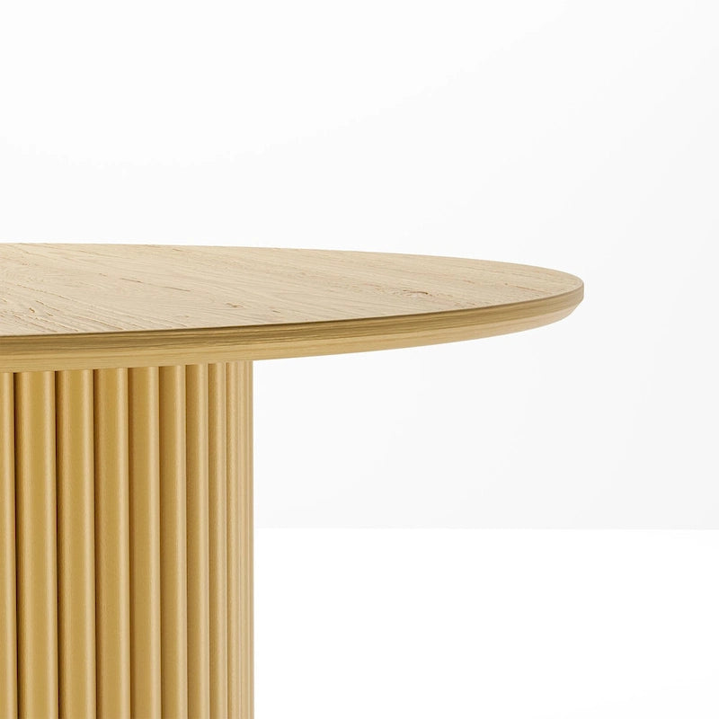 Table à manger ronde en bois massif 60 pour 6 personnes style nordique - 60*30