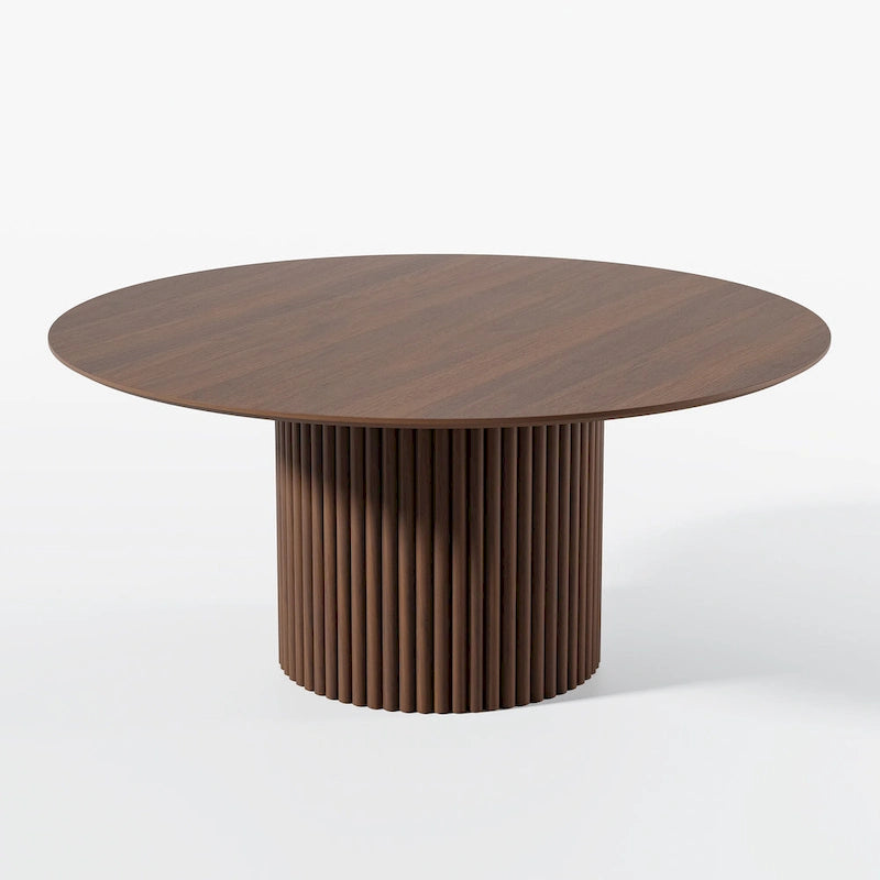 Table à manger ronde en bois massif 60 pour 6 personnes style nordique - 60*30