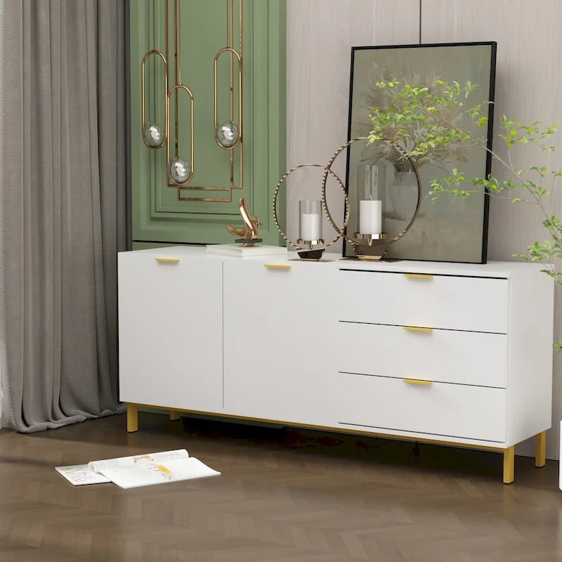 Armoire de rangement 2 portes, meuble TV 3 tiroirs, buffet.
