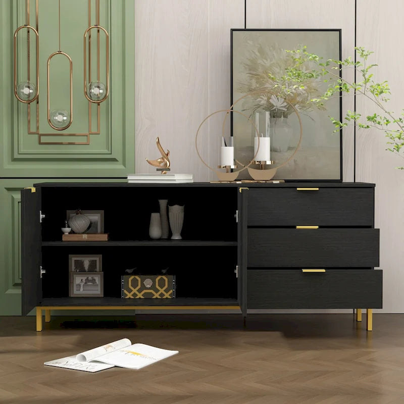 Armoire de rangement 2 portes, meuble TV 3 tiroirs, buffet.