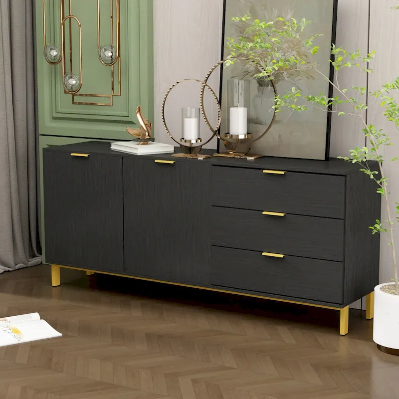 Armoire de rangement 2 portes, meuble TV 3 tiroirs, buffet.