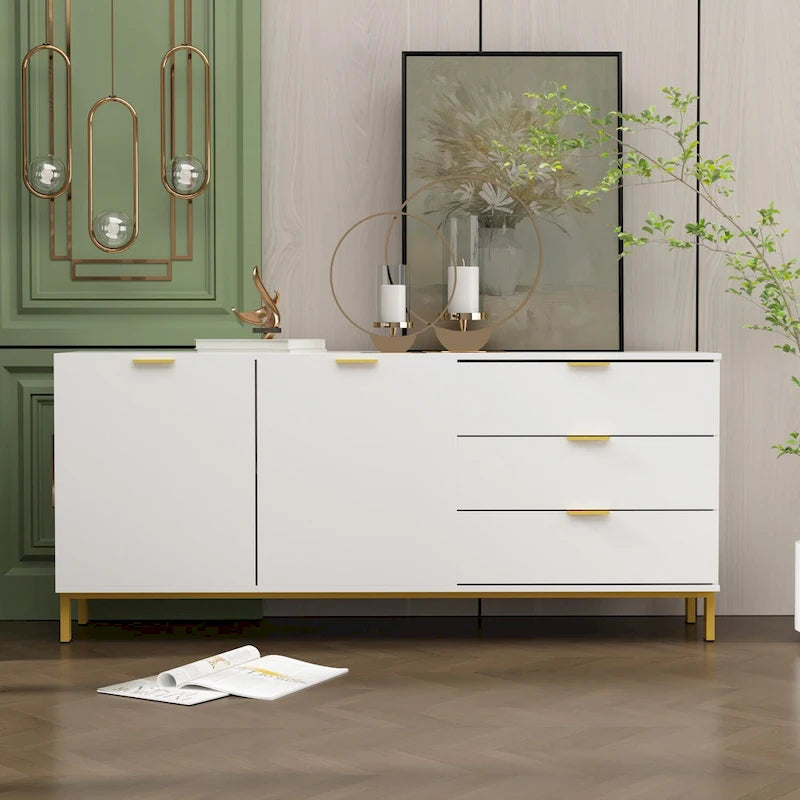 Armoire de rangement 2 portes, meuble TV 3 tiroirs, buffet.