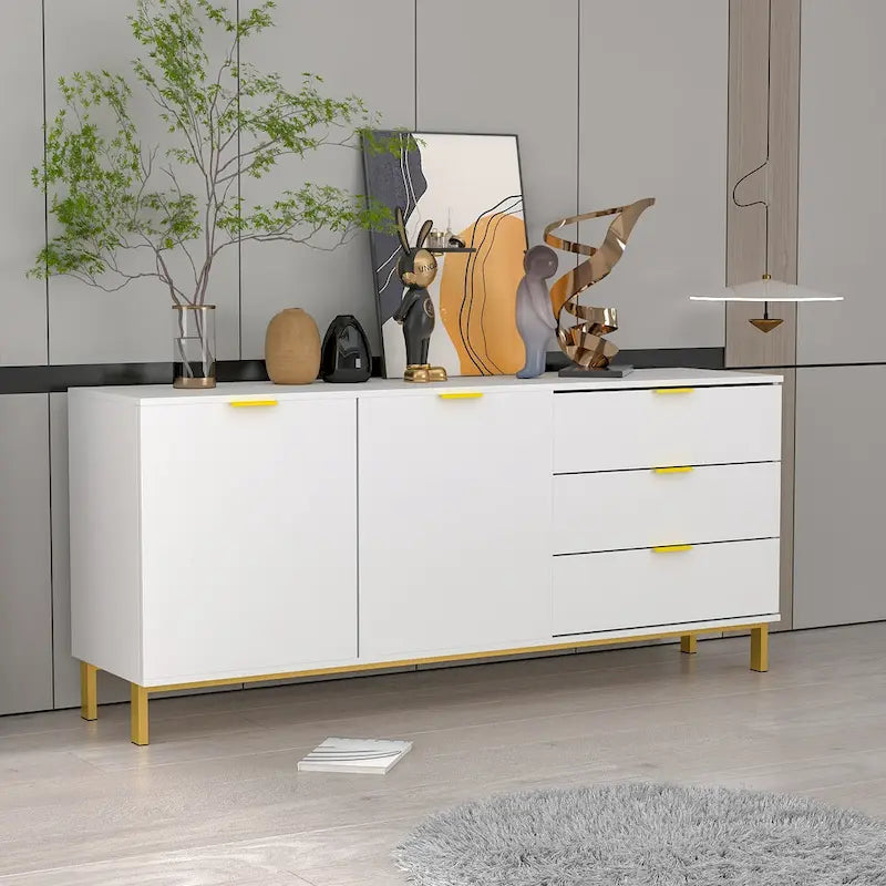 Armoire de rangement 2 portes, meuble TV 3 tiroirs, buffet.
