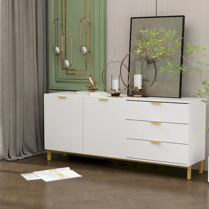 Armoire de rangement 2 portes, meuble TV 3 tiroirs, buffet.